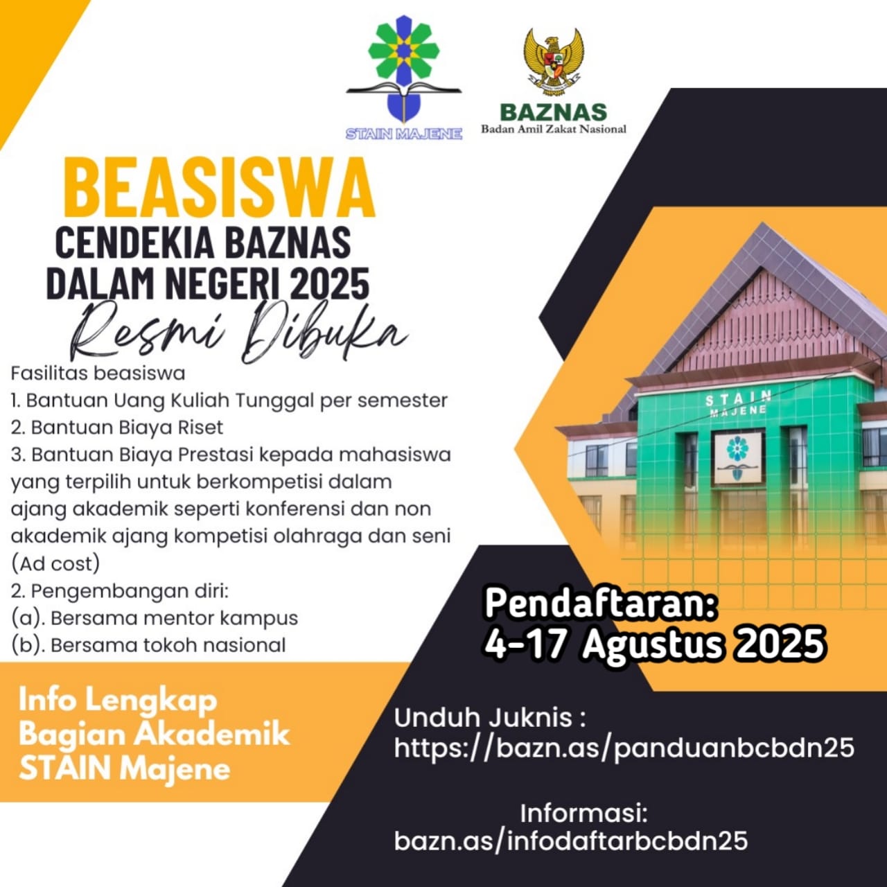 BEASISWA BAZNAS 2025 DIBUKA